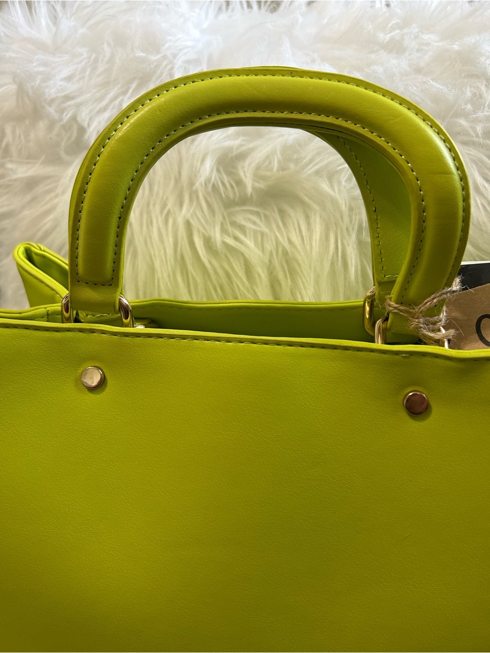 NWT Chillx by Le Miel, Medium, Lime Green, Soft Leather Tote Handbag - Picture 7 of 11